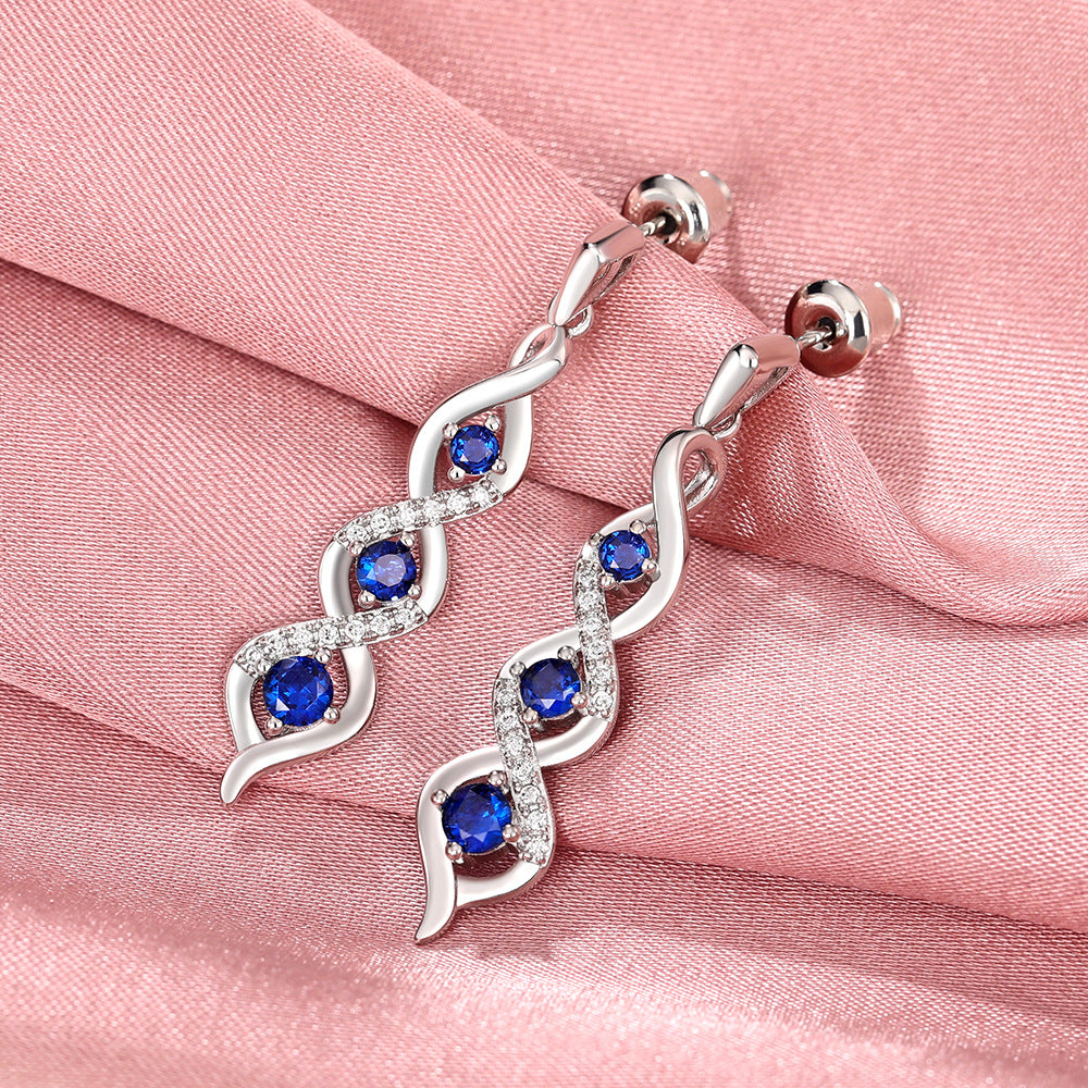 Wholesale Baroque Long Zircon Copper Earrings